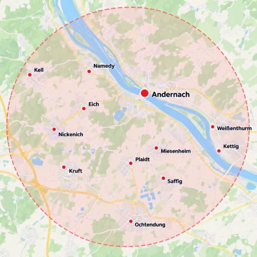 Karte Einsatzgebiete in und um Andernach